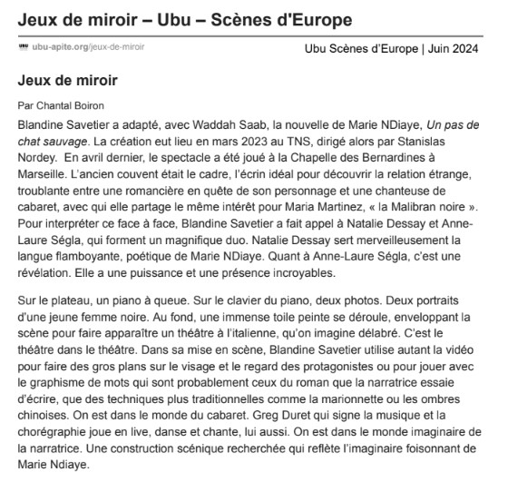 Ubu Scènes d'Europe - juin 2024 - Chantal Boiron